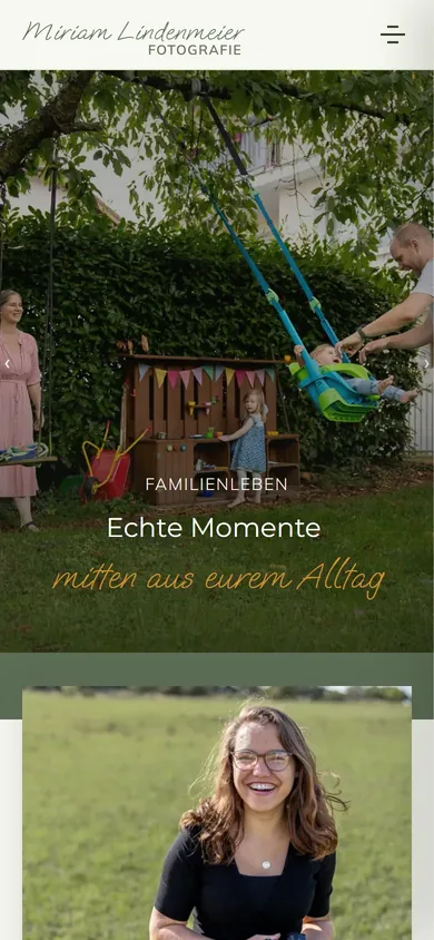 Website von Miriam Lindenmeier Fotografie am Handy