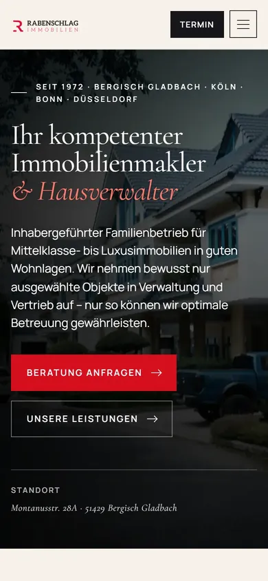 Website von Rabenschlag Immobilien am Handy